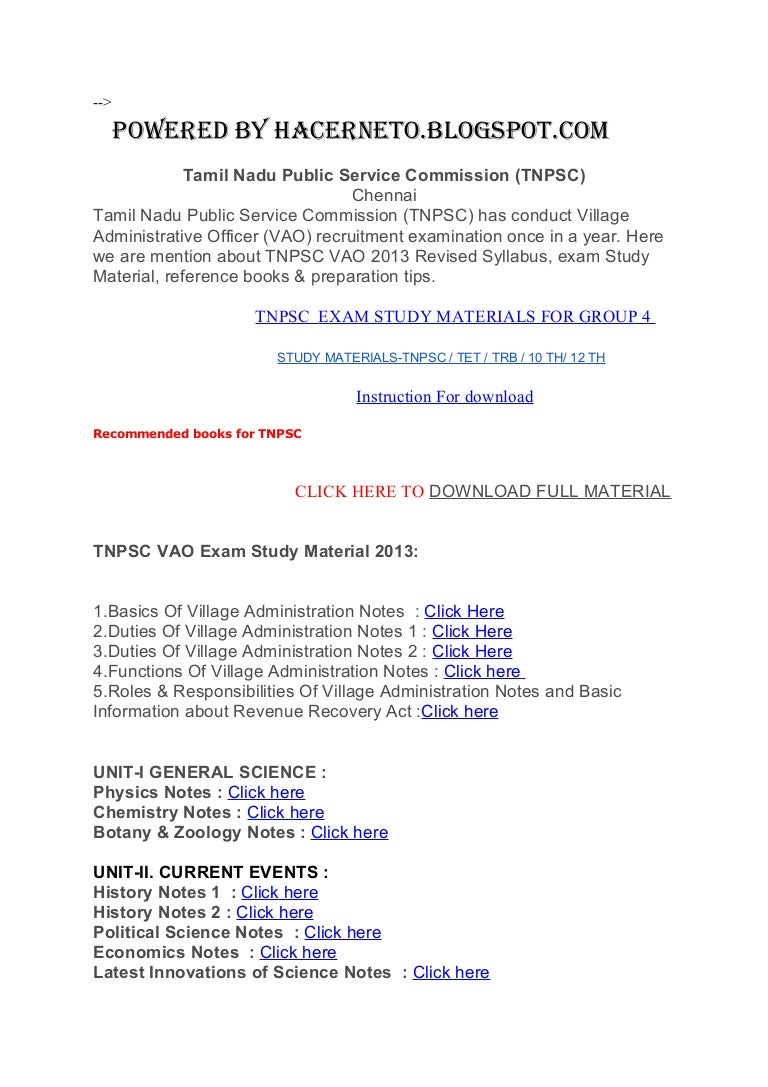 Tnpsc Vao Exam Book